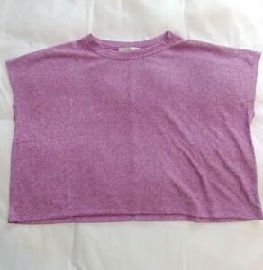 Zenana Plum Crop Top Oversized Crew Neck